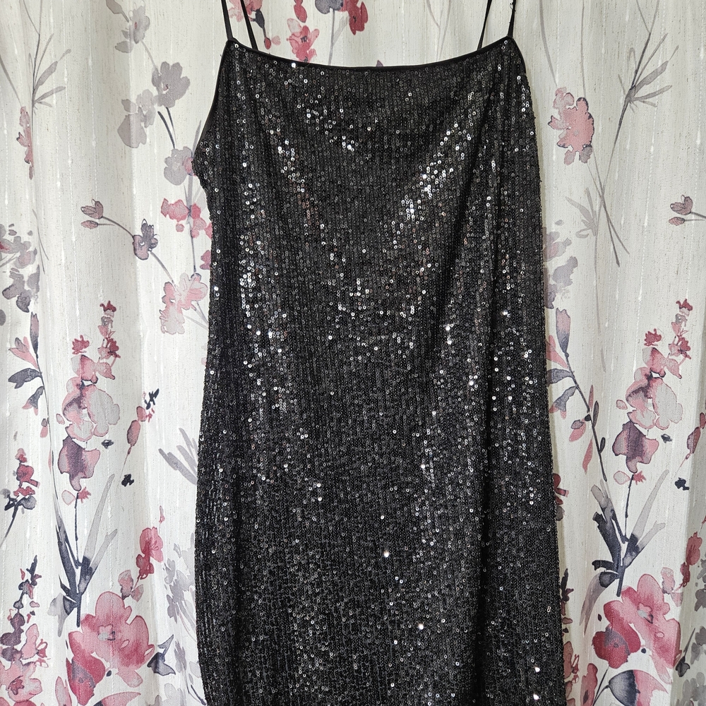 Divided Black Sequin Mini Dress
